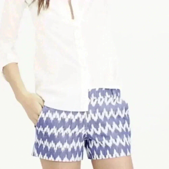 J.Crew Blue White Ikat Zig Zag Short - Picture 1 of 8